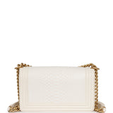 Pre-owned Chanel Medium Boy Bag Ivory Python Antique Gold Hardware - Thumbnail View 4
