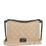 Pre-owned Chanel Medium "Wild Stitch" Boy Bag Beige Aged Calfskin Aged Ruthenium Hardware - Thumbnail View 1