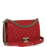 Pre-owned Chanel Medium Boy Bag Red Caviar Gold Hardware - Thumbnail View 2