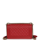 Pre-owned Chanel Medium Boy Bag Red Caviar Gold Hardware - Thumbnail View 4