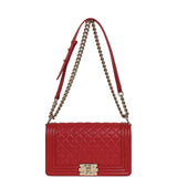 Pre-owned Chanel Medium Boy Bag Red Caviar Gold Hardware - Thumbnail View 7