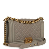 Pre-owned Chanel Medium Boy Bag Grey Caviar Antique Gold Hardware - Thumbnail View 2