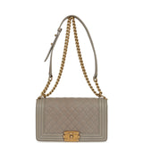Pre-owned Chanel Medium Boy Bag Grey Caviar Antique Gold Hardware - Thumbnail View 7