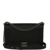 Pre-owned Chanel Medium Boy Bag Black Caviar Ruthenium Hardware - Thumbnail View 1