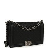 Pre-owned Chanel Medium Boy Bag Black Caviar Ruthenium Hardware - Thumbnail View 2