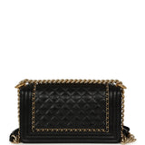 Pre-owned Chanel Medium Boy Bag Black Aged Calfskin Antique Gold Hardware - Thumbnail View 4