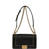 Pre-owned Chanel Medium Boy Bag Black Aged Calfskin Antique Gold Hardware - Thumbnail View 7