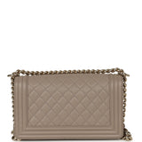 Pre-owned Chanel Medium Boy Bag Dark Beige Shiny Caviar Light Gold Hardware - Thumbnail View 4