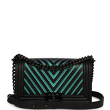 Pre-owned Chanel Medium Iridescent Chevron Boy Bag Black, Multicolored Calfskin Black Hardware - Thumbnail View 1