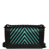 Pre-owned Chanel Medium Iridescent Chevron Boy Bag Black, Multicolored Calfskin Black Hardware - Thumbnail View 4