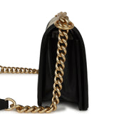Pre-owned Chanel Medium Braided Chevron Boy Bag Black & White Fabric, Black Calfskin Antique Gold Hardware - Thumbnail View 3