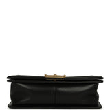 Pre-owned Chanel Medium Braided Chevron Boy Bag Black & White Fabric, Black Calfskin Antique Gold Hardware - Thumbnail View 6