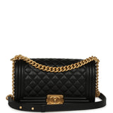 Pre-owned Chanel Medium Boy Bag Black Caviar Antique Gold Hardware - Thumbnail View 1