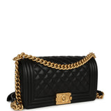 Pre-owned Chanel Medium Boy Bag Black Caviar Antique Gold Hardware - Thumbnail View 2