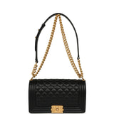 Pre-owned Chanel Medium Boy Bag Black Caviar Antique Gold Hardware - Thumbnail View 7