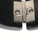 Chanel Logo Hinged Bangle Bracelet Black, White Resin Silver Hardware - Thumbnail View 6