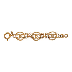 Vintage Chanel Openwork CC Logo Round Link Bracelet Gold Plated Hardware