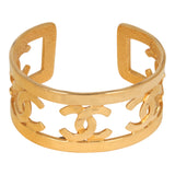 Vintage Chanel CC Logo Cuff Bracelet Gold Plated Hardware - Thumbnail View 1