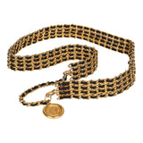 Vintage Chanel Quadruple Layered Chain Belt Black and Gold Leather & Gold Metal