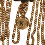 Vintage Chanel Fringe Chain Leather Belt Black Leather Gold Hardware