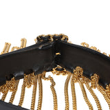 Vintage Chanel Fringe Chain Leather Belt Black Leather Gold Hardware