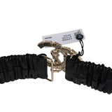 Chanel CC Ruched Leather Belt Black Calfskin Crystal Light Gold Hardware