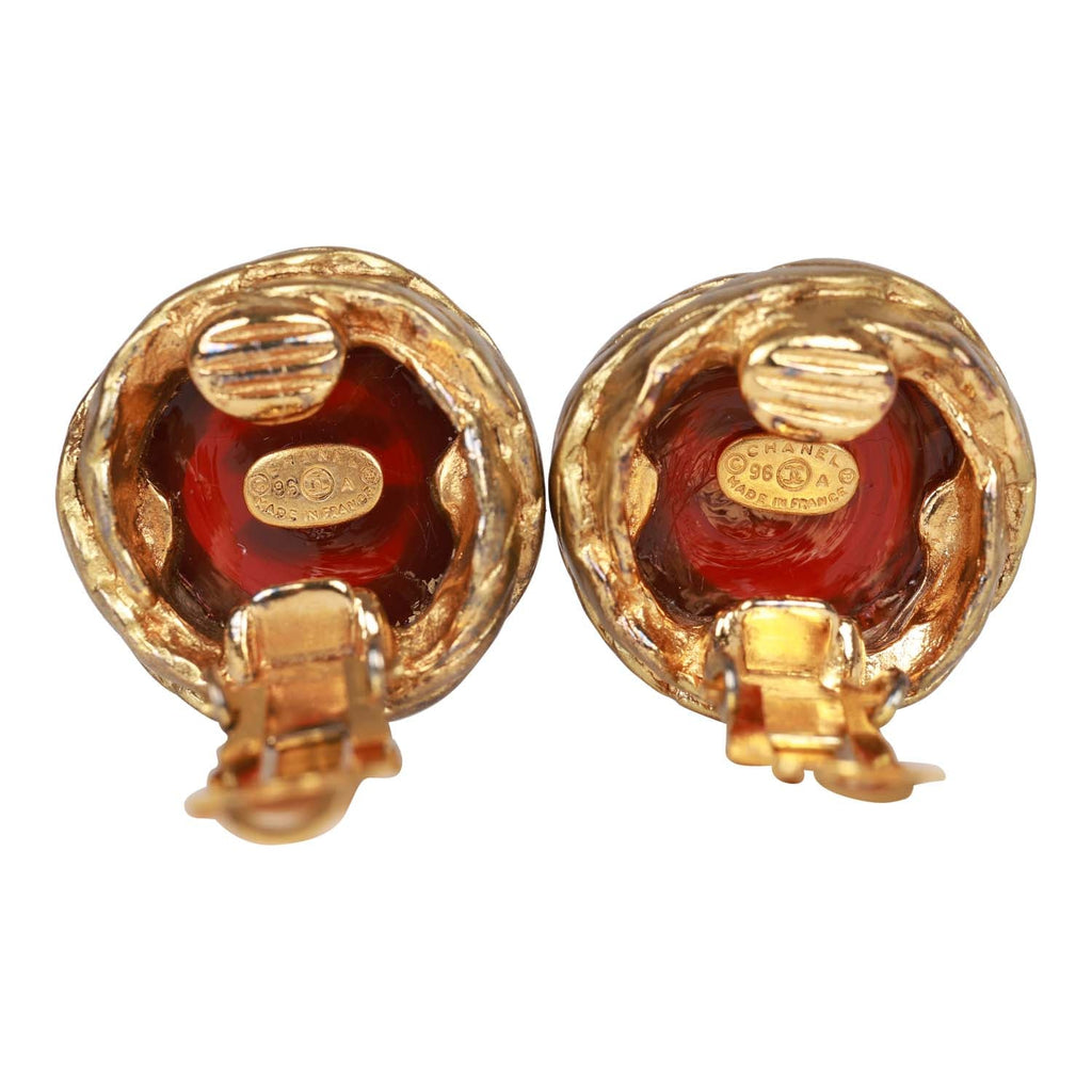 Vintage Chanel Gold CC Red Gripoix Stud Earrings – Madison Avenue Couture
