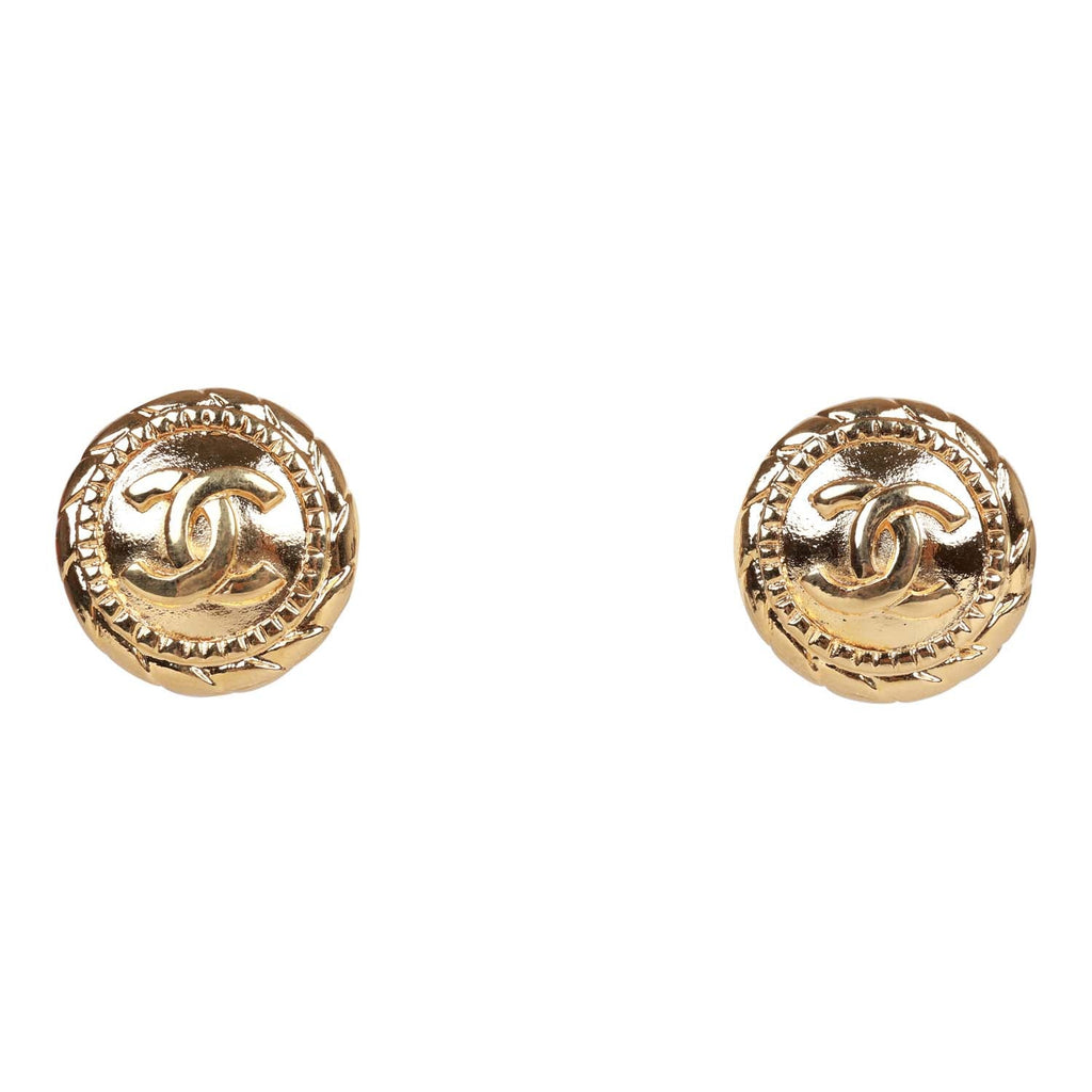 Vintage Chanel Gold Plated Classic Turnlock CC Earrings