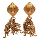 Vintage Chanel Gold Fringe Dangle Earrings