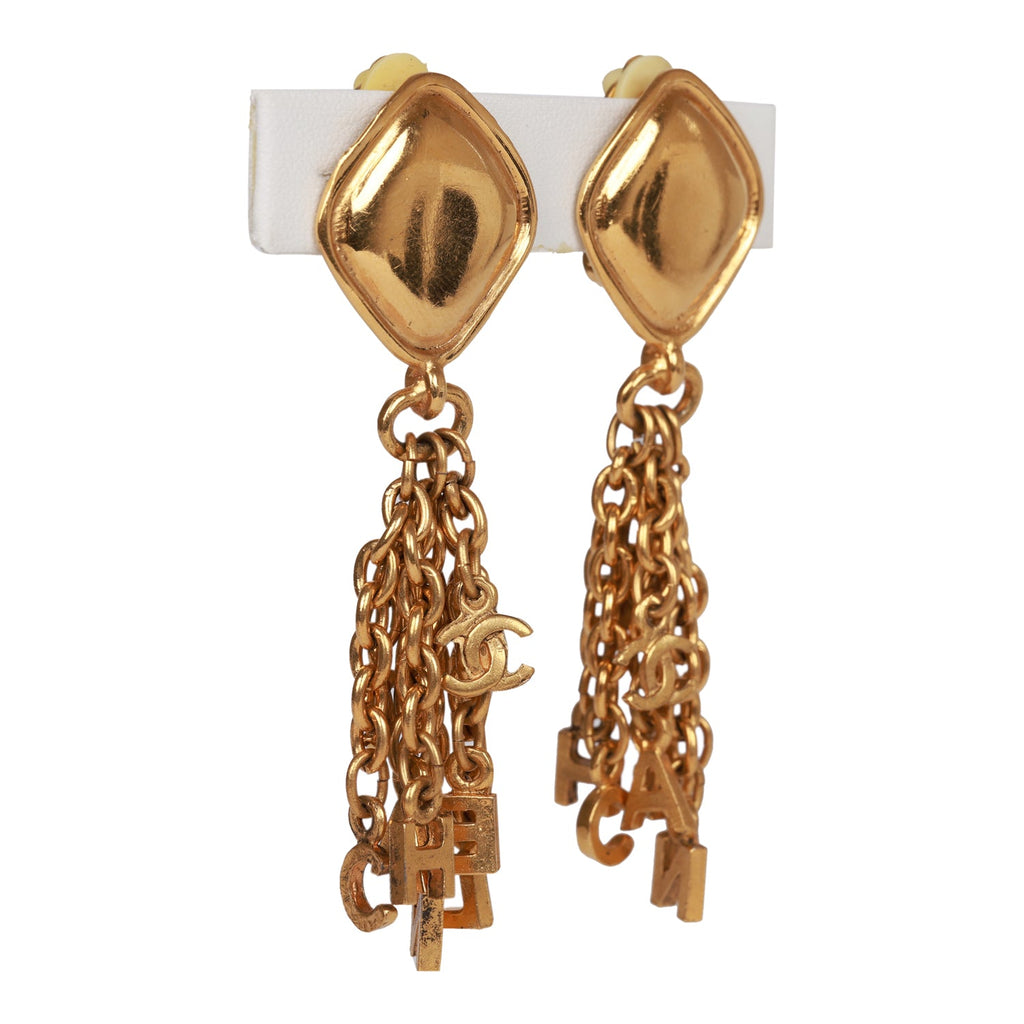 Vintage Chanel Gold Fringe Dangle Earrings