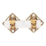 Vintage Chanel Gold Tone CC Square Pearl Earrings