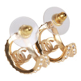 Chanel CC Gold and Crystal Huggie Earrings