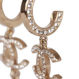 Chanel Pink Crystal CC Pendant Earrings