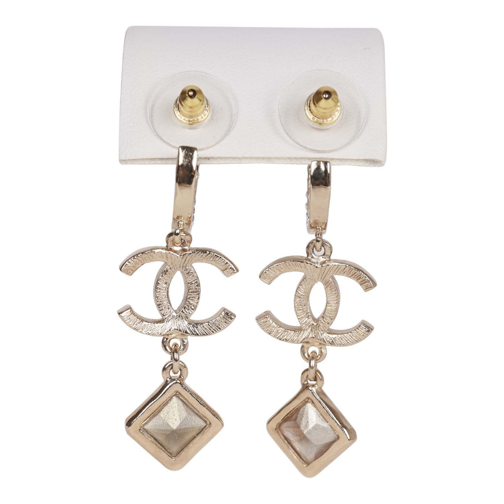 Chanel Diamond Gemstone Drop Earrings