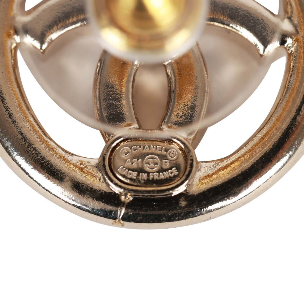 Chanel Gold Circle CC Logo Faux Crystal Stud Earrings – Madison