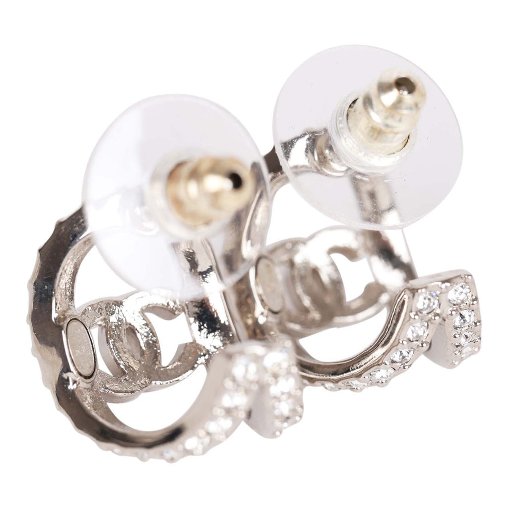 Chanel CC Huggie Silver and Crystal C Hoop Earrings – Madison