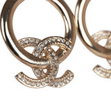Chanel Gold Circle CC Logo Faux Crystal Earrings