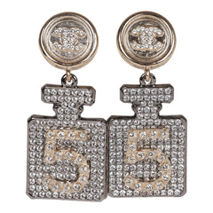 Chanel Crystal Embellished No. 5 Bottle Earrings