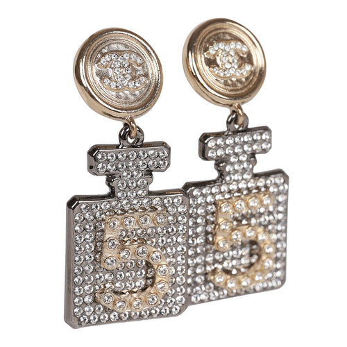 Chanel Crystal Embellished No. 5 Bottle Earrings