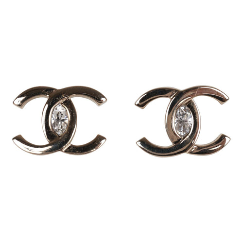 Chanel Vintage Silver Enamel Drop Earrings (Glass Green)