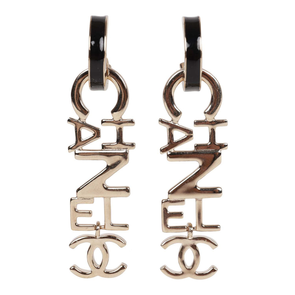 Chanel Black and Gold Letter Drop Earrings – Madison Avenue Couture