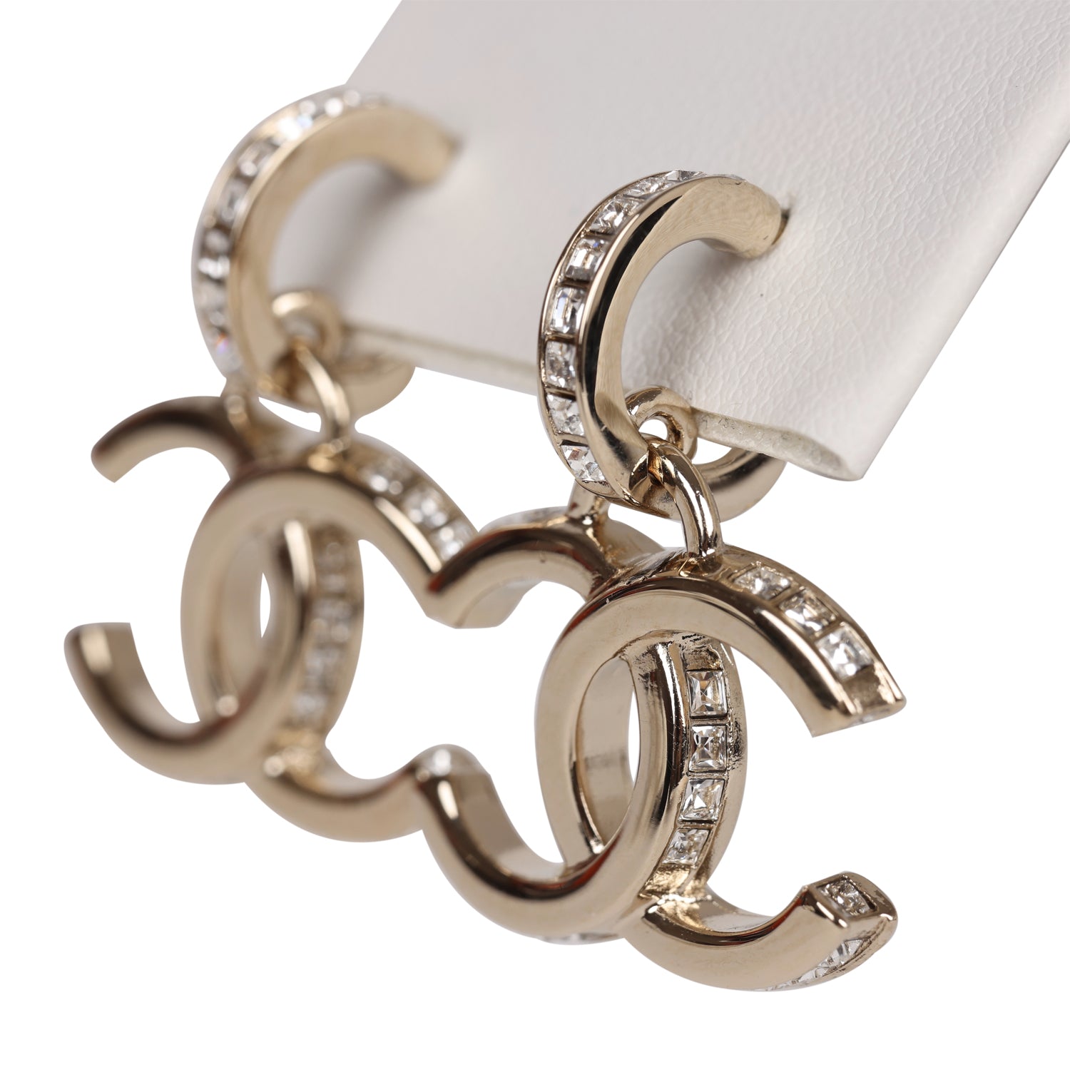 Chanel Gold Crystal CC Dangle Earrings Madison Avenue Couture