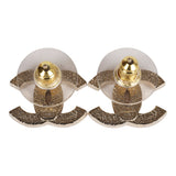 Chanel Gold Crystal and Pearl CC Stud Earrings