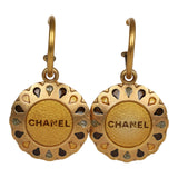 Vintage Chanel Swing Gold Metal Logo Earrings