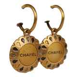 Vintage Chanel Swing Gold Metal Logo Earrings