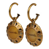 Vintage Chanel Swing Gold Metal Logo Earrings