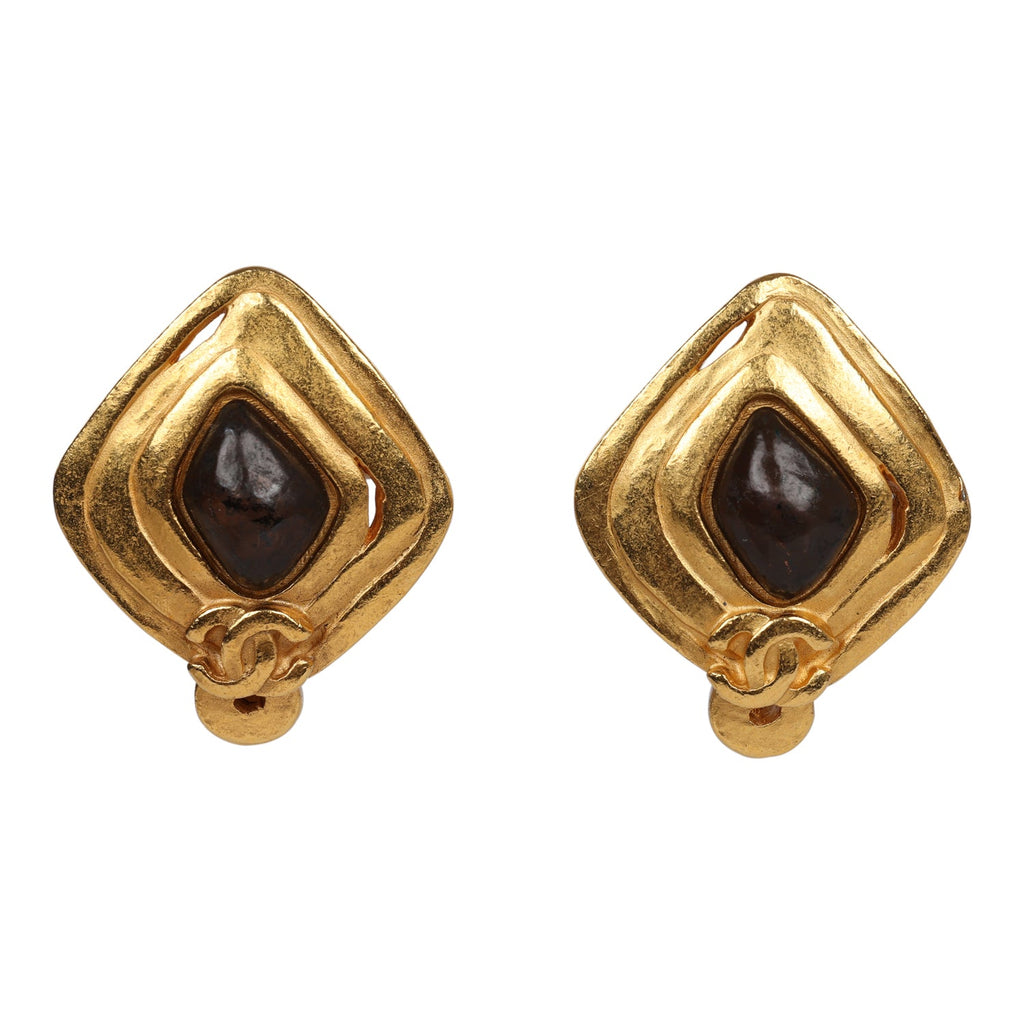 Vintage Chanel Abstract Stone and Gold Metal Earrings – Madison Avenue  Couture