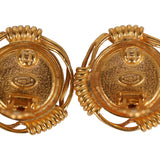 Vintage Chanel White Gripoix Gold Metal Earrings