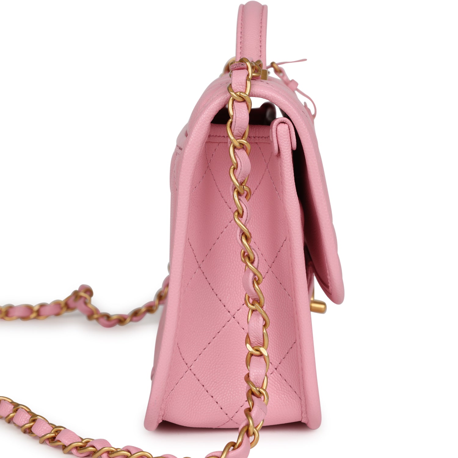 Chanel School Memory Top Handle Flap Bag Pink Caviar Antique Gold Hard Chanel school memory top handle flap bag pink caviar antique gold hard