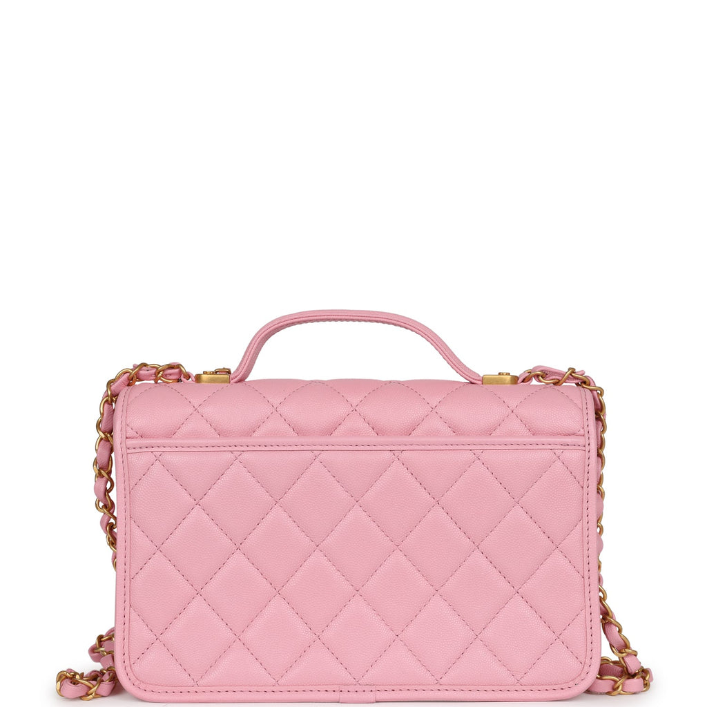 Chanel School Memory Top Handle Flap Bag Pink Caviar Antique Gold Hard –  Madison Avenue Couture